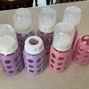 Life Factory Purple and Pink Glass Baby Bottles